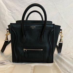 Celine Mini Nano Luggage Tote with Gold Hardware